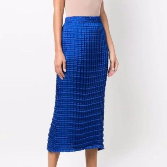 SID NEIGUM Double Box-Pleated Skirt Indigo - Picture 1 of 9